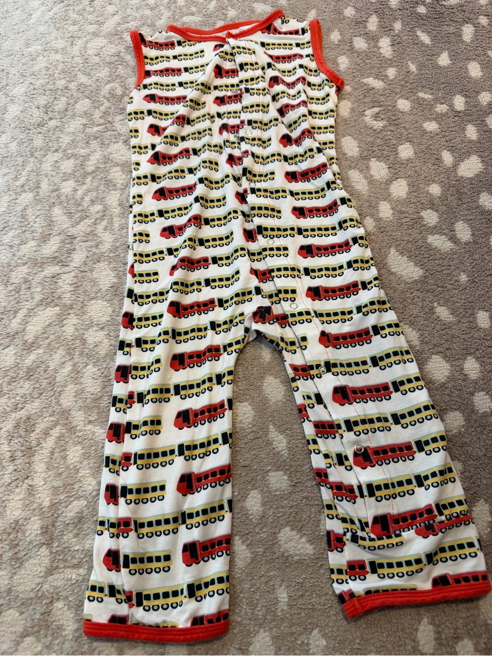 Little Sleepies Kids Sleeveless Red Train Print Pajama Romper